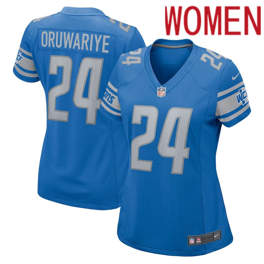 Women Detroit Lions #24 Amani Oruwariye Nike Blue Game NFL Jersey->women nfl jersey->Women Jersey